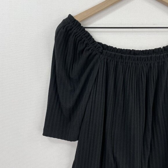 Madewell Shirt Women Small Black Textured Knit Off The Shoulder Boho Coastal NEW - Picture 6 of 13